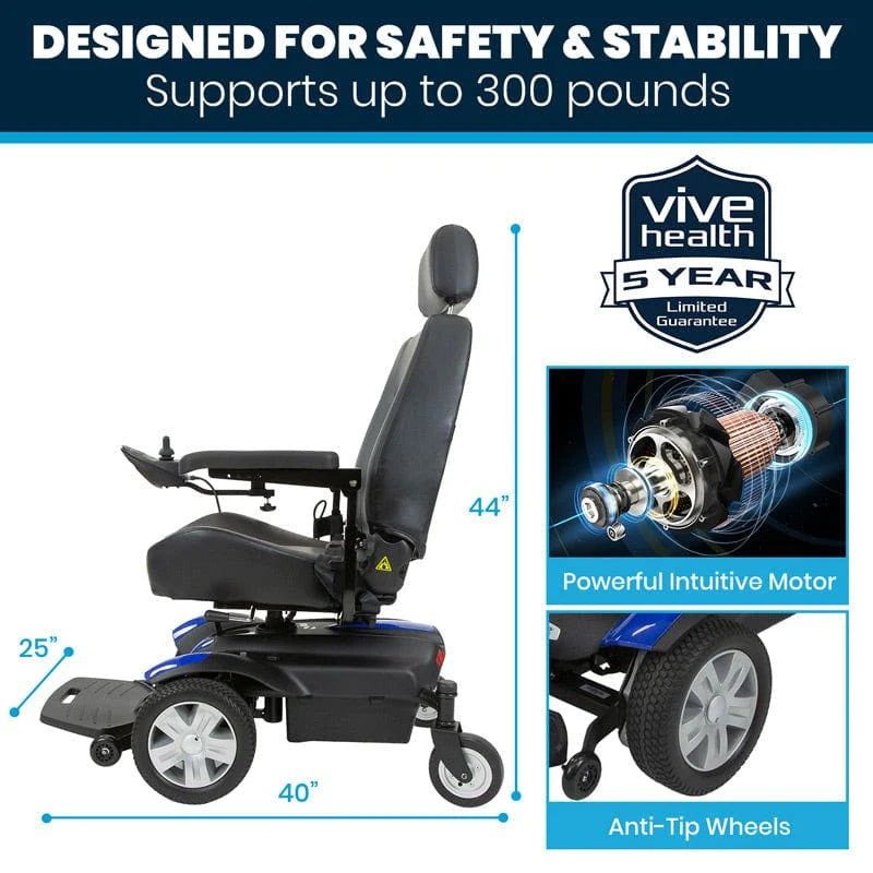 Vive Health Model V Power Wheelchair (300 LBS Capacity)