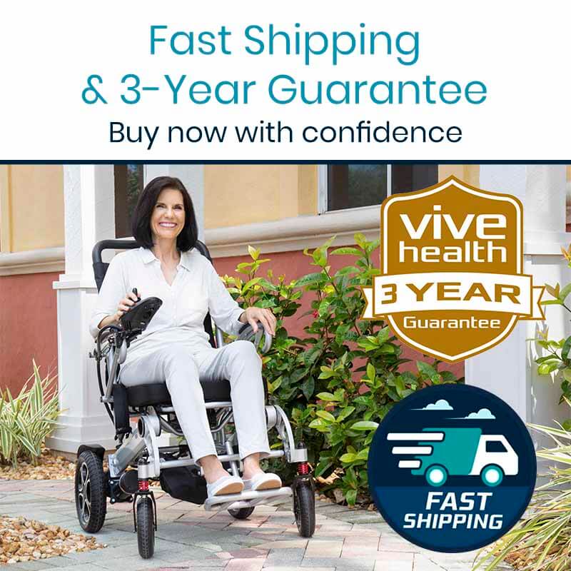 Vive Health Folding Power Wheelchair - Aluminum Frame, Joystick, 260lbs Capacity
