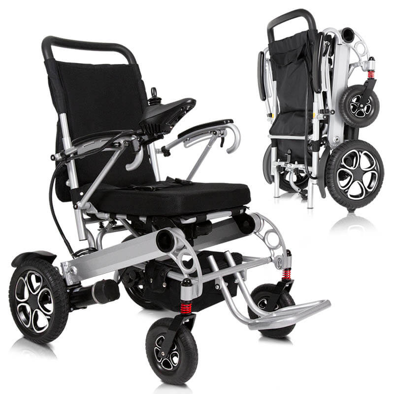 Vive Health Folding Power Wheelchair - Aluminum Frame, Joystick, 260lbs Capacity