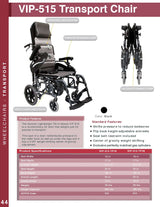 Karman Healthcare VIP-515 Tilt in Space Reclining Transport Wheelchair