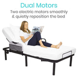Vive Health Zero-Gravity Steel Electric Adjustable Bed Frame (Frame Only) - Dual Motors, Wireless Remote, USB Ports, Twin